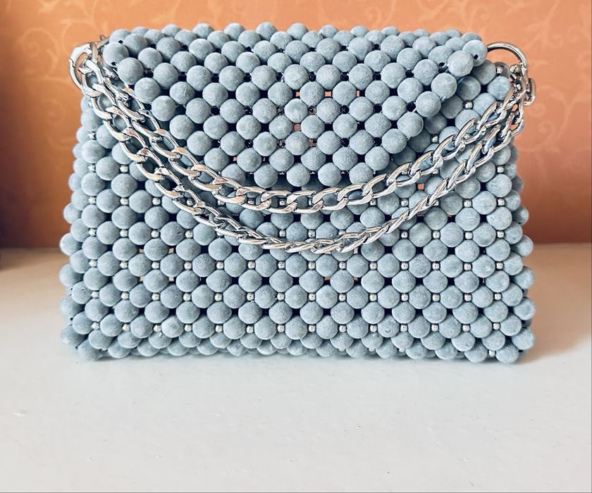 Сумочка/клатч из бархатных бусин