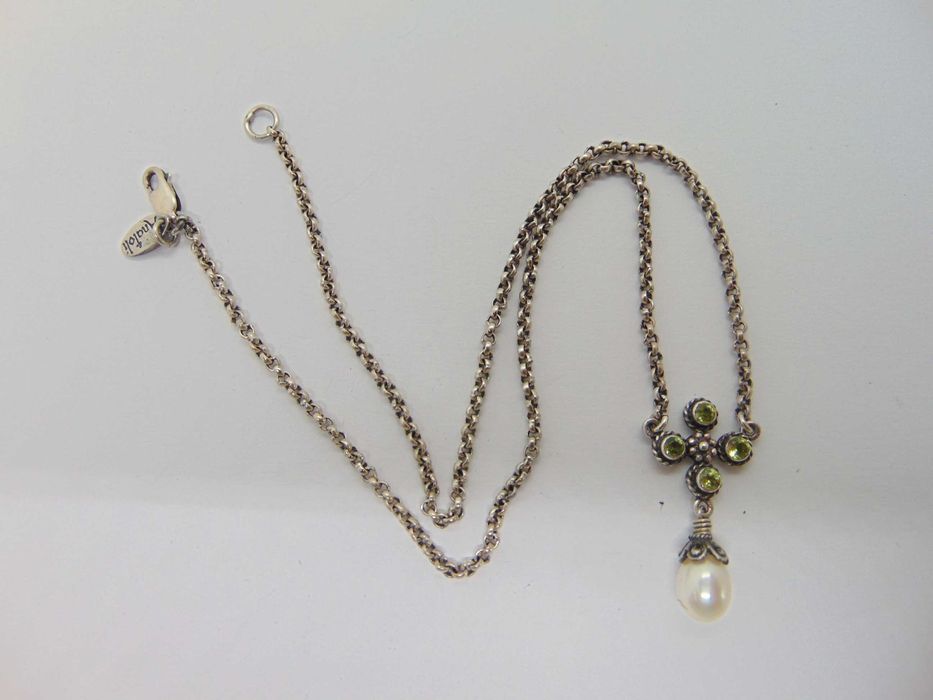 Colier din argint cu peridot si perla semnat Anatoli