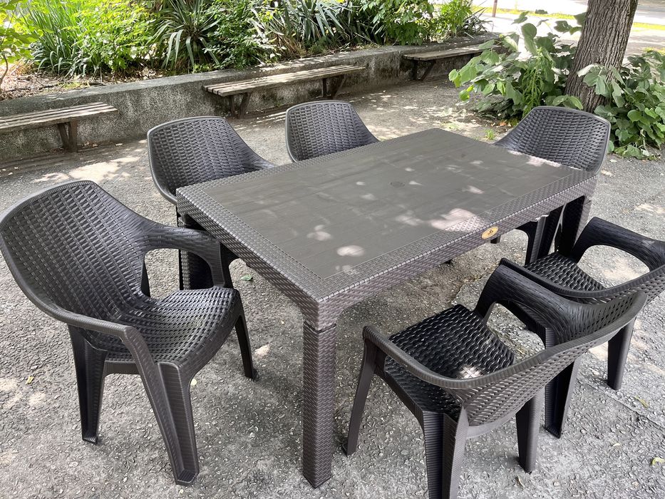 Комплект маса 150х90см с 6 стола градински