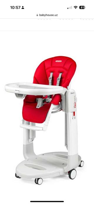 Стульчик для кормления Peg-Perego Tatamia красный.Состояние идеальное