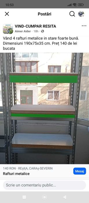 Vând Rafturi pentru depozitare