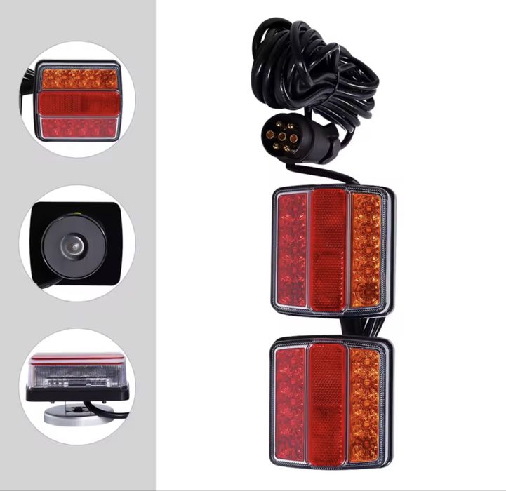 SET STOPURI LED Magnet Magnetice Remorca Autobuz Trailer 12V CU MUFĂ 7 PINI, LUMINI Rezistente Apa