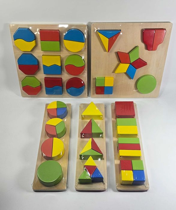 Геометрични Форми Логически Дървени Фигури 18бр. Монтесори игри