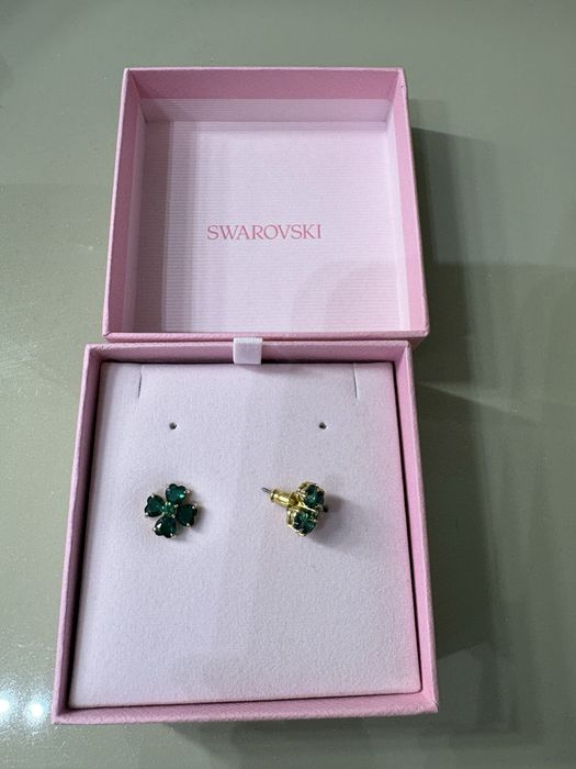 Cercei swarovski trifoi placati cu rodiu auriu colectie noua