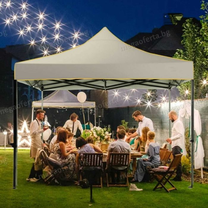 Градинска сгъваема шатра 3х3 усилена конструкция и гумирано покривало