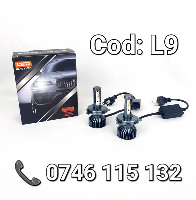 Faza Lunga / Scurta-BEC LED H4-26000Lm-6000K-Aluminiu-110W -CANBUS--L9