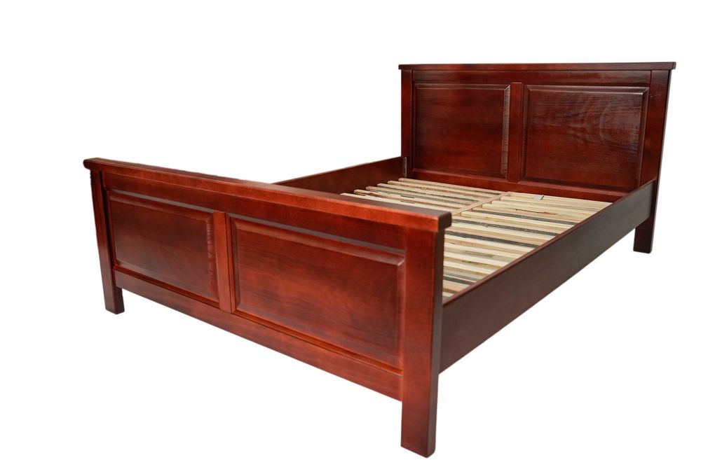 Pat din lemn masiv de fag Marius, culoare mahon, 160x200 cm