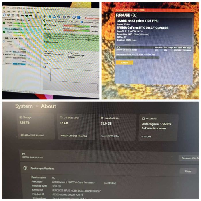 Calculator / PC Gaming – Ryzen 5 5600X + RTX 3060/RX 7800 XT + CADOU