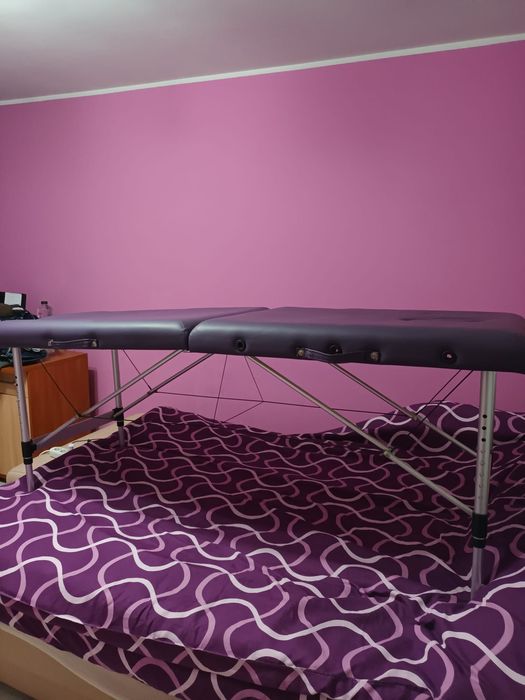 Masă de masaj pliabilă profesională cu accesorii