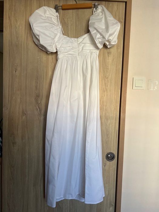 Zara Rochie lunga maxi alba din bumbac