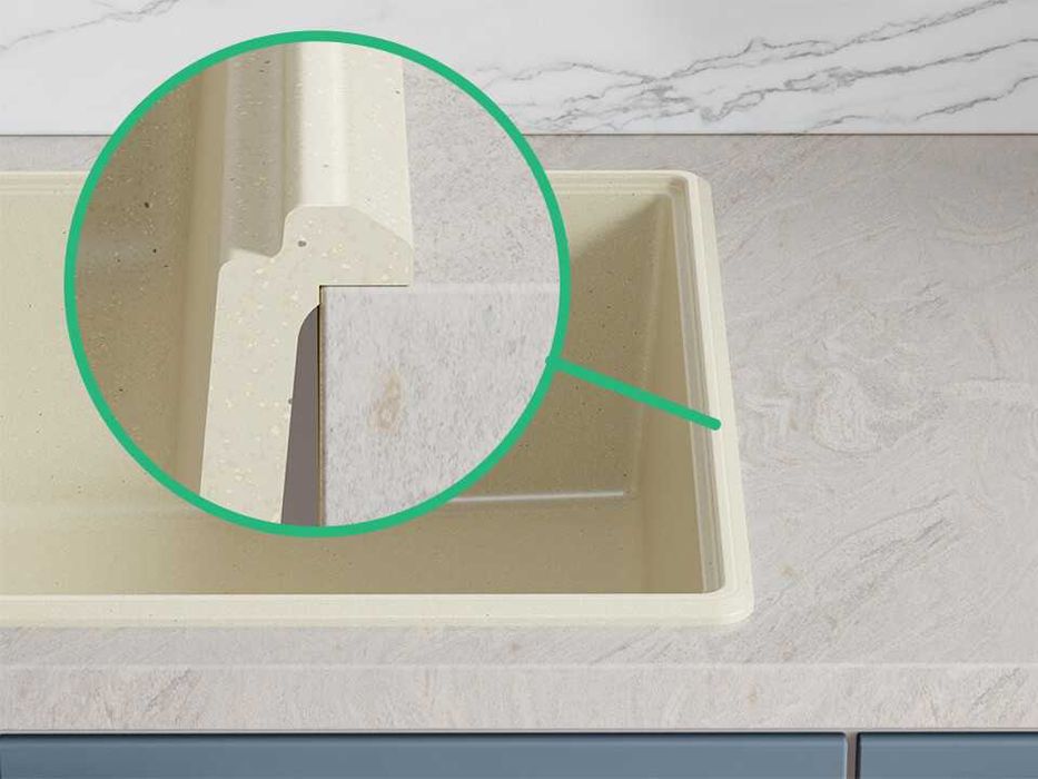 Беж кухненска гранитна мивка Копенхаген 40 Top 550 x 500 мм