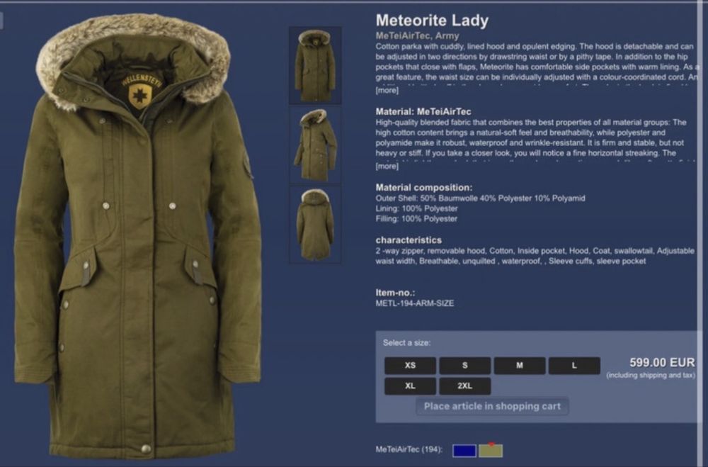 Geaca lungă damă Wellensteyn Meteorite Lady Parka