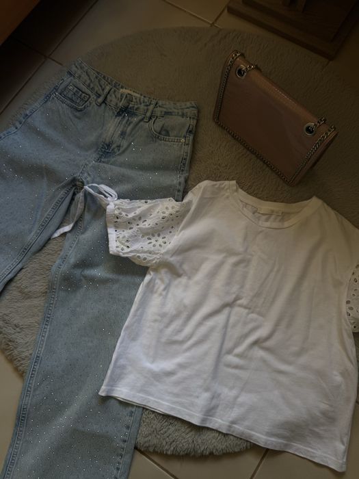 КОМБО! Дънки Stradivarius, блуза Zara и чанта