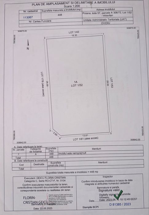 Teren Intravilan 448 mp + Autorizatie Construire + Avize + Proiect