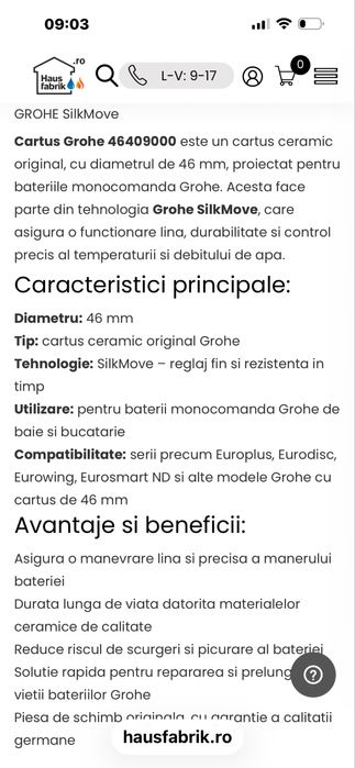 Cartuș ceramic grohe nou !