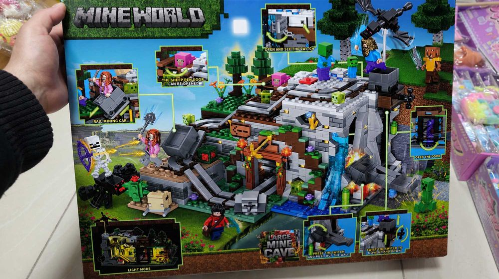 Огромен Конструктор Minecraft World 1611 части с LED светлини LARGE MINE CAVE + ДОСТАВКА