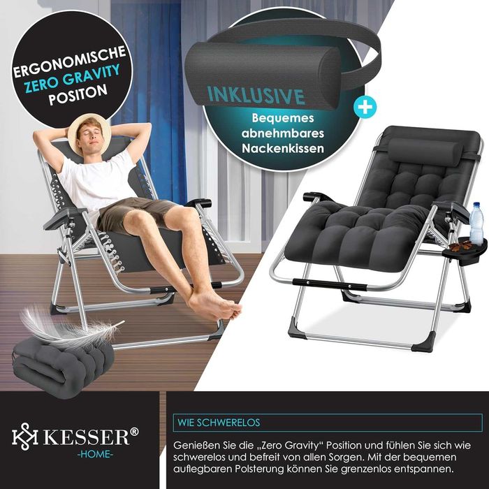 KESSER® шезлонг, сгъваем, градински стол, товароподемност 200 кг