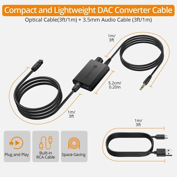Цифрово - аналогов аудио DAC Neoteck 192kHz с оптичен вход