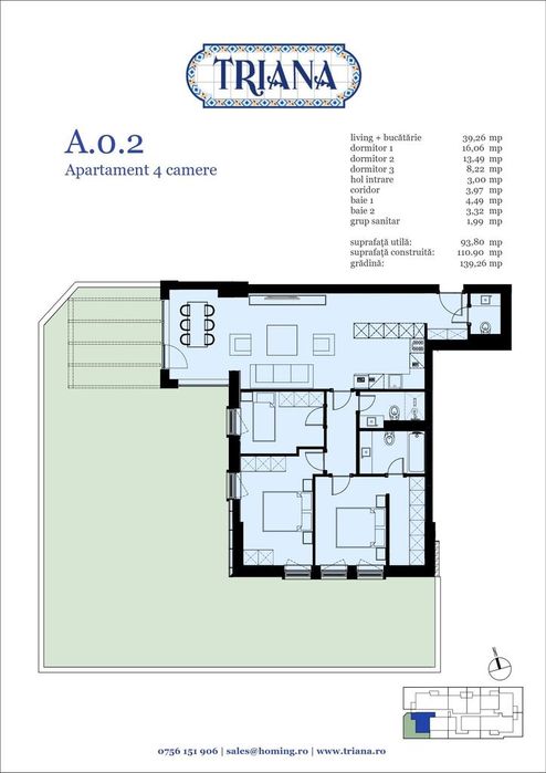 Apartament cu 4 camere si curte privata exclusiva