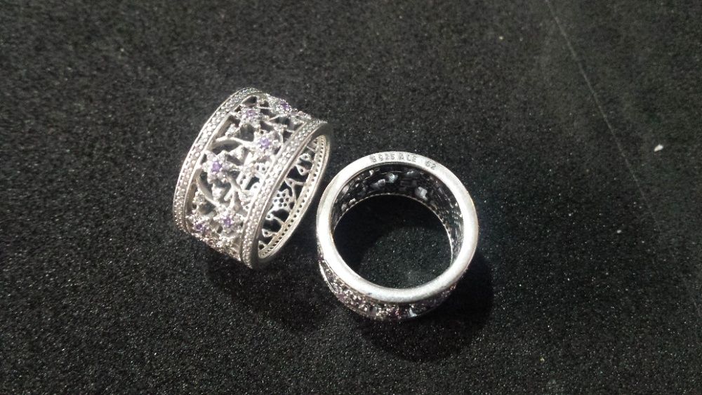 Inel „Nu-mă-uita” din argint 925 cu zirconiu cubic mov și transparent