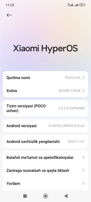 Poco c65 xali yangidek