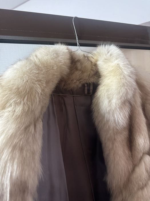 Haină vulpe polară naturală – model lung, volum mare, aspect lux