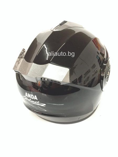Каска ad за мотор модуларна с очила черен гланц а-16-3