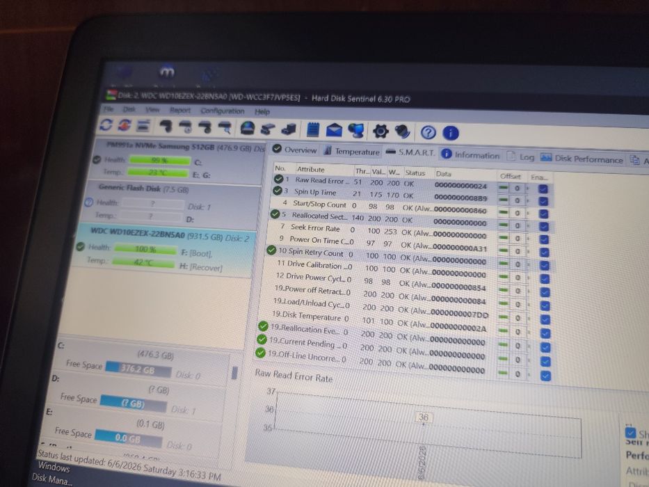 Hard-disk desktop WD Blue 1tb 100%