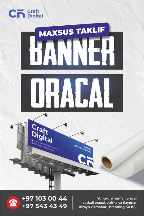 Tashqi reklama | Baner | 3D bukva | Yonuvchi bukva | Shtender