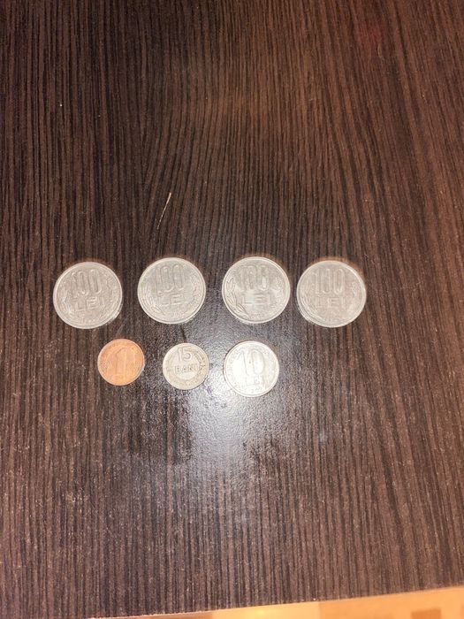 monede vechi 100 lei 10 lei 15 bani 1 leu