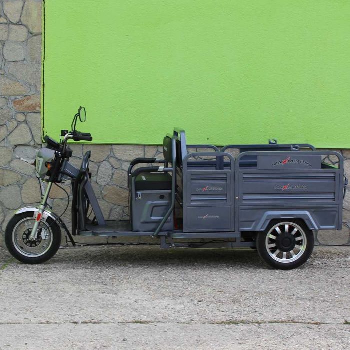 Електрическа триместна товарна триколка MaxiGo Pro, Gray, 2000W