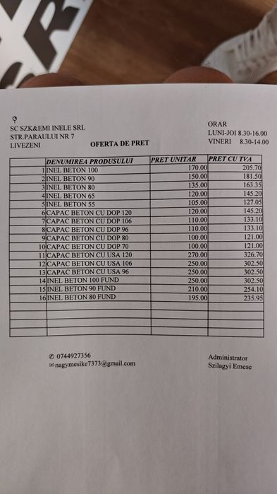 Inele din beton si capace (fantani, canalizari etc)