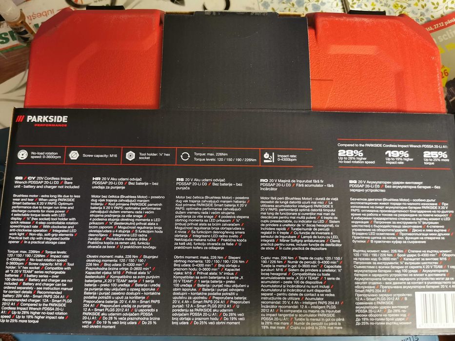 Bormașină cu impact Parkside Performance model Nou PDSSAP 20-Li D3