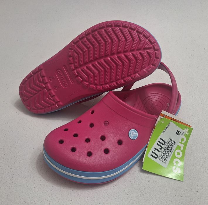 Saboți CROCS Crocband Candy Pink Bluebell noi, sandale, papuci slingback, nr 42-43 EU (M9 - W11)