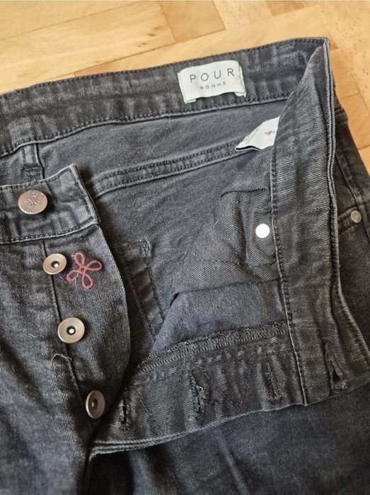 Blugi Premium Pour Homme, Denim Stretch, Negru, Bărbați - 36/32