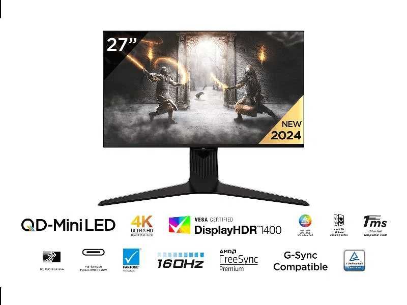 Monitor Gaming QD-Mini LED TCL 27R83U 27-inch 4K UHD 160Hz 1ms HDR1400 Free-Sync G-Sync USB-C Boxe