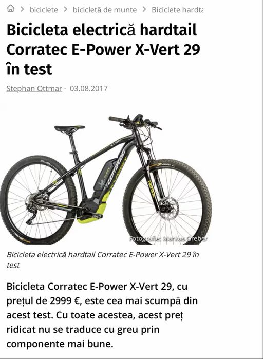 Bicicleta electrica Corratec E Power X Vert motor Bosch baterie 500Wh roti 29 Rulaj total: 6.461 km