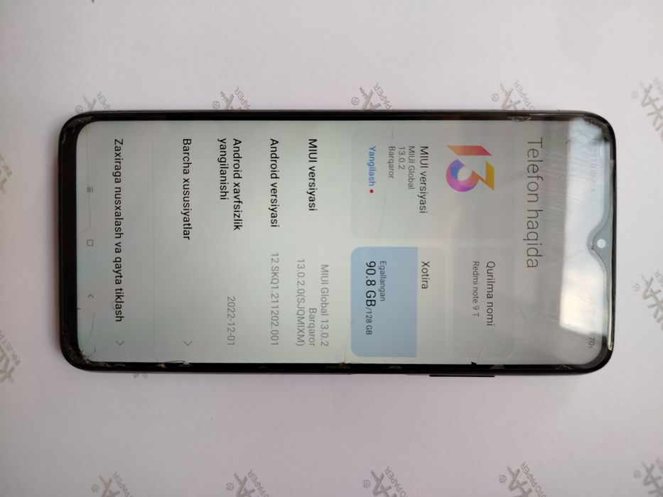 RED MI 9 T 128/4 6000 Amp dakument karobkasi bor