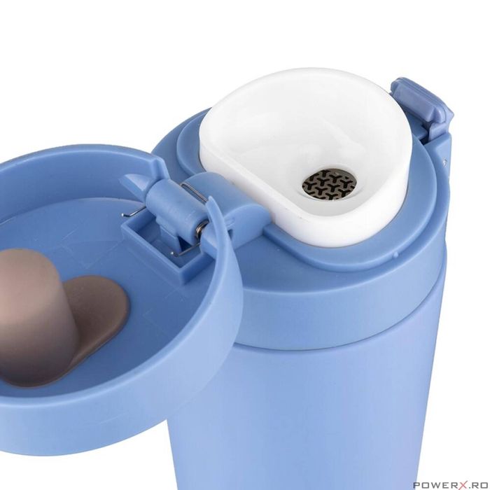 Cana termica, termos din inox, albastru, capacitate 280 ml, Florina