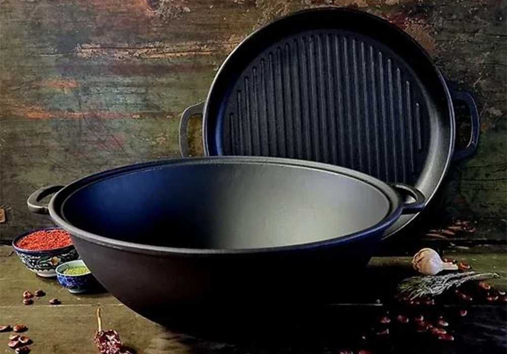 Чугунен УОК тиган (тенджера) с две лети дръжки, 3.7 л-12 л