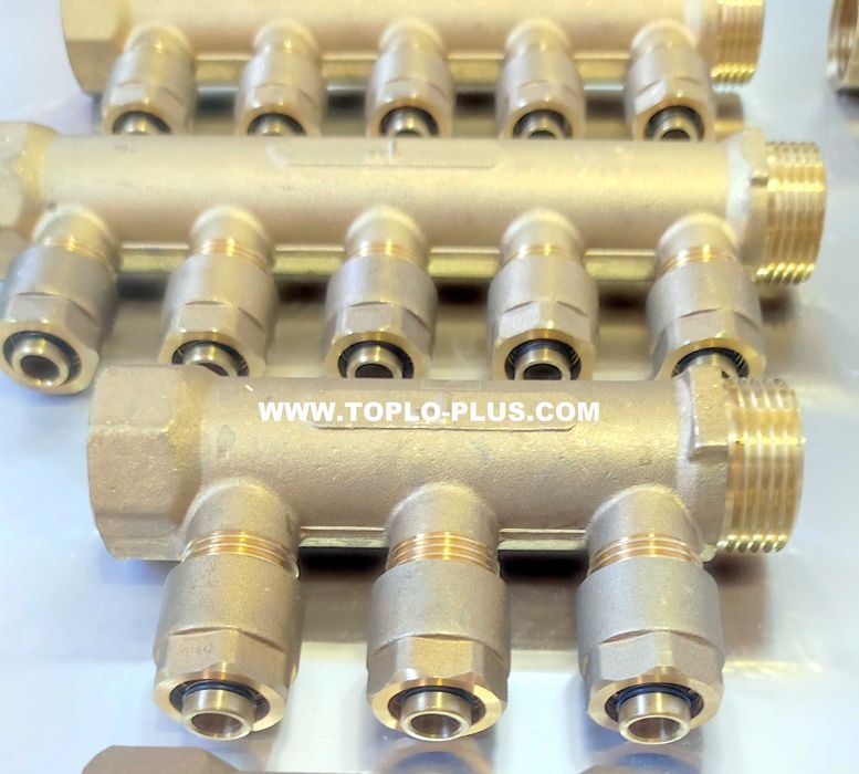 Месингови колектори 1"  с адаптор ф16/2