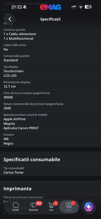 Imprimanta multifunctional Canon I sensys MF657 CDW