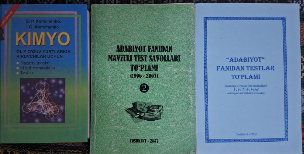 Kimyo institutga tayorlovchi kitob Xomchenko Adabiyot fanidan test