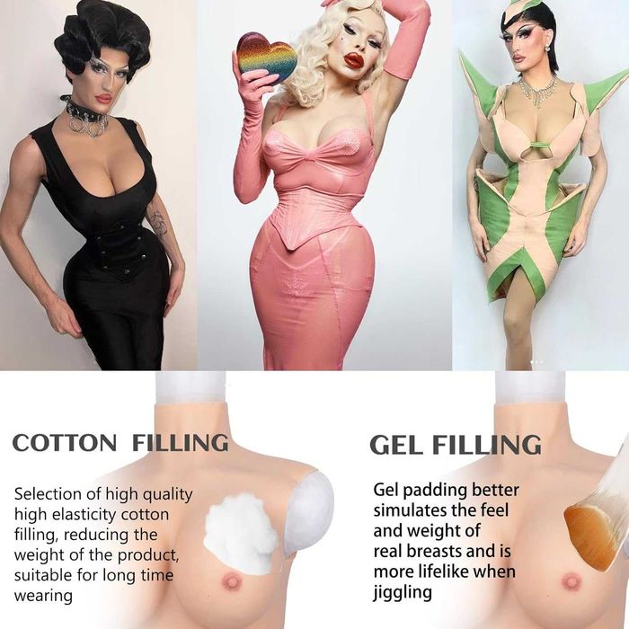 YAPOKCDS силиконови гърди, С-чашка, цвят слонова кост