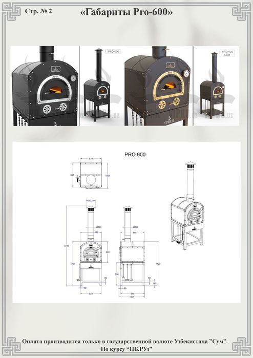 печь для пиццы «Pro-603» для ресторанов и кухонь, смокер, мангал
