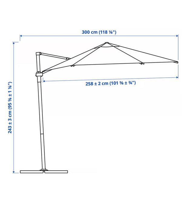 Umbrela de soare mare pentru terasa IKEA HOGON, diametru 270 cm