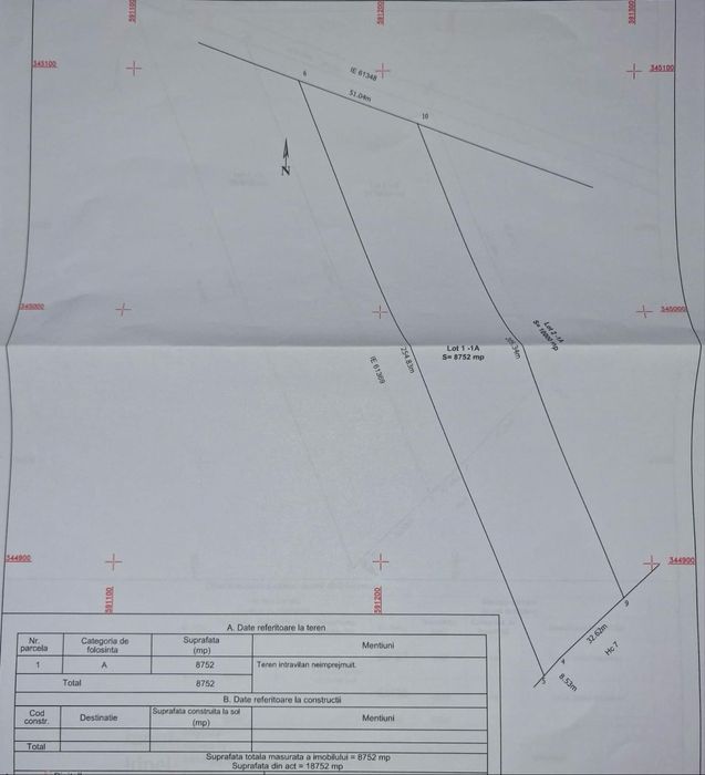 Teren intravilan 8.752 mp  – Dimieni/Tunari - lângă A0
