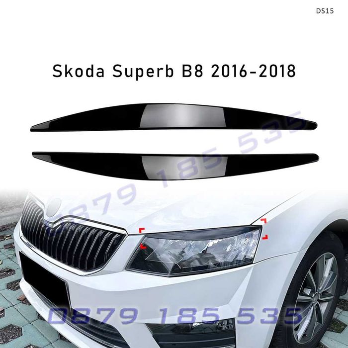 Вежди за фарове за Skoda Octavia MK3 2015-2017, черен гланц – DS15 лайсни добавки шкода октавия tuning vejdi za farove