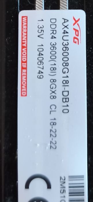 Продавам кит XPG ADATA Gammix D10 16GB 2x8GB 3600MHz DDR4