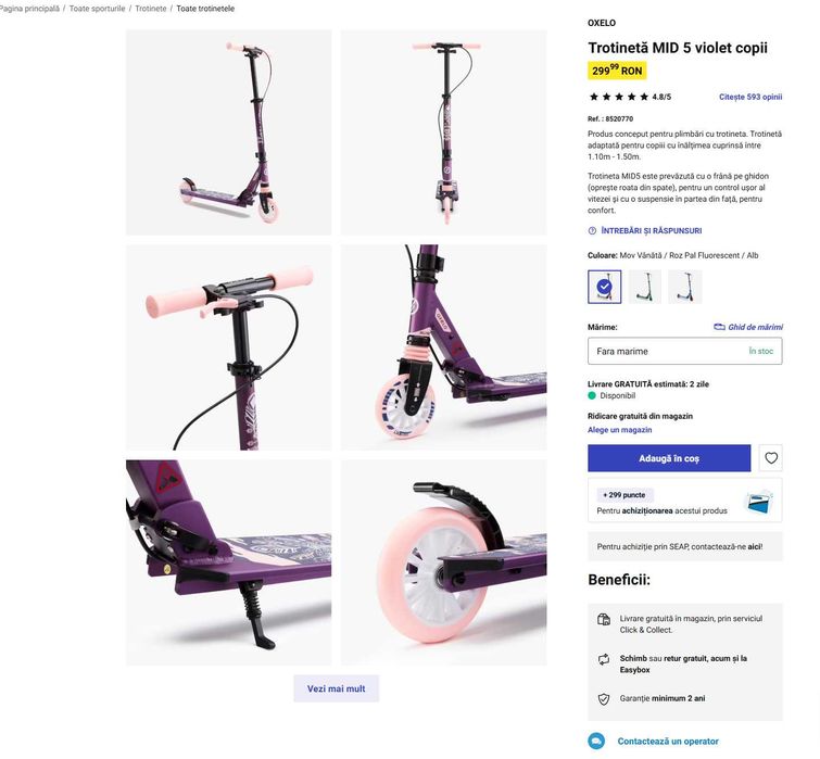 Trotinetă MID 5 violet copii